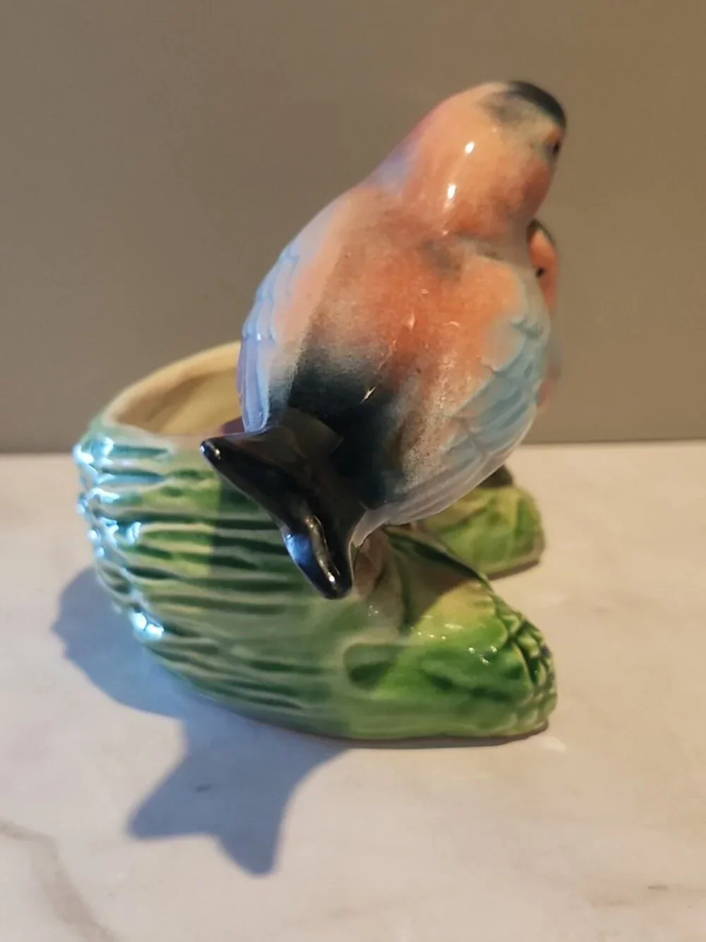 Excellent~Vintage 1950s~MCM~Love Birds Planter~Pink & Blue~Ceramic~8